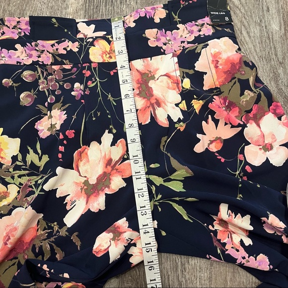 NWT New York & Company Colorful Floral Print High Waist Wide Leg Dress Pants 8 - Picture 11 of 12